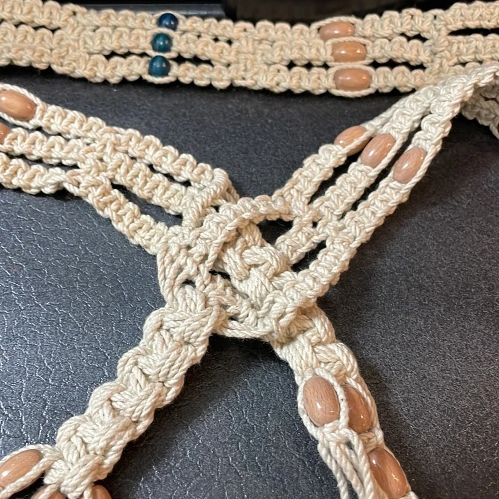 Boho Macramé Wooden Beaded Belt